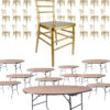 100 Person Luxury Event Package: Includes 100 Gold Resin Steel Skeleton Chiavari Chairs Plus 10 Round 72