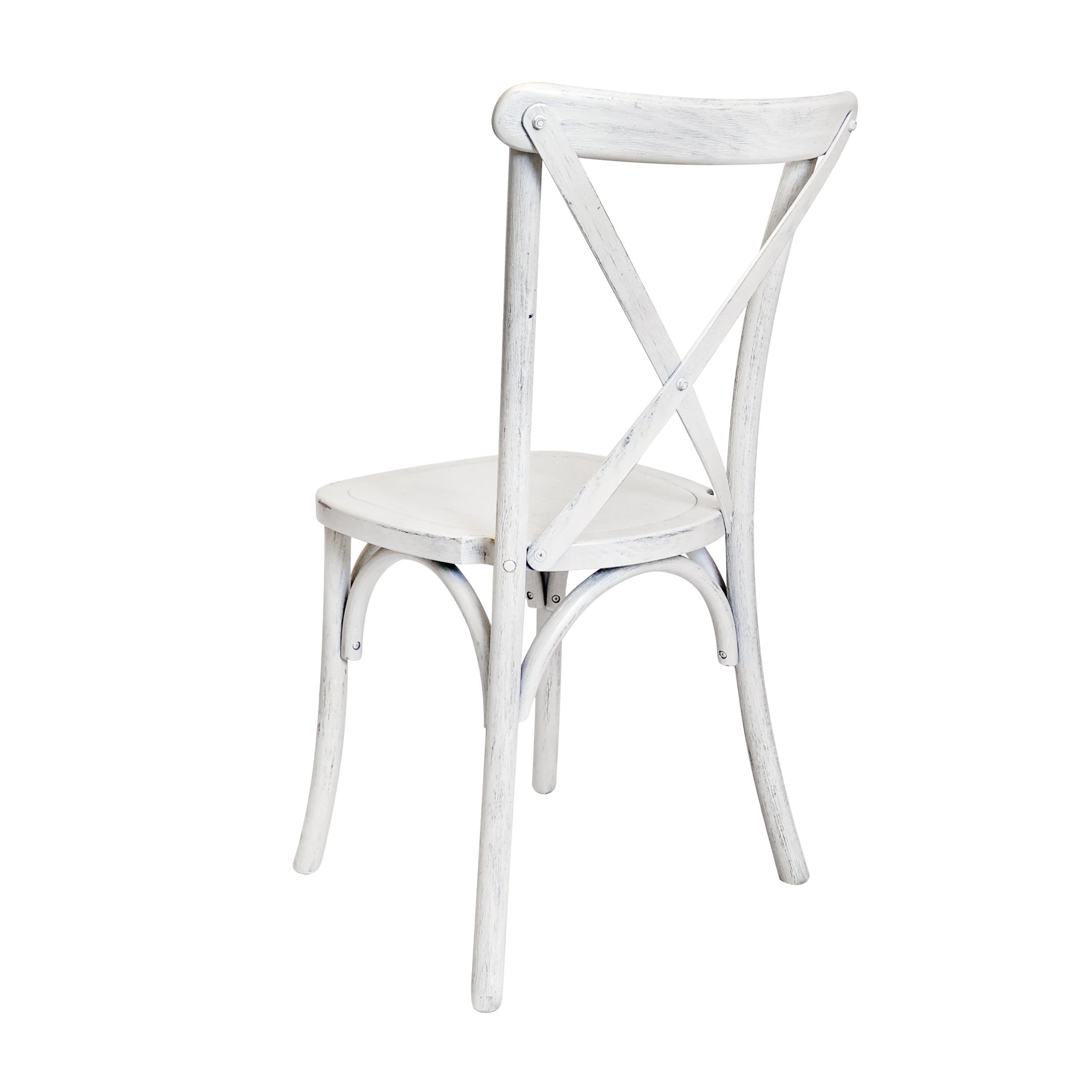 Chair Crossback Wood White Distressed Z Series CXWWD ZG T Back