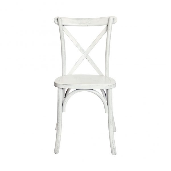 Chair Crossback Wood White Distressed Z Series CXWWD ZG T Front