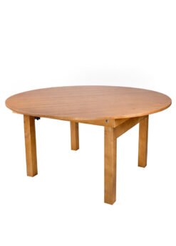 Chestnut 5 Foot (60″) Round Farmhouse Table TFARMRD60-CHESTNUT-S-LEG-AX-T