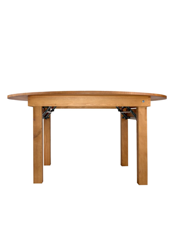 Chestnut 5 Foot (60″) Round Farmhouse Table TFARMRD60-CHESTNUT-S-LEG-AX-T