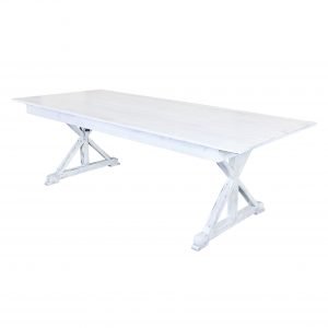 Table Farm Table Rectangle 96x40 X Shape Leg Color White Distressed Z Series TFARMRT9640 WHITEDIS X LEG ZG T Right