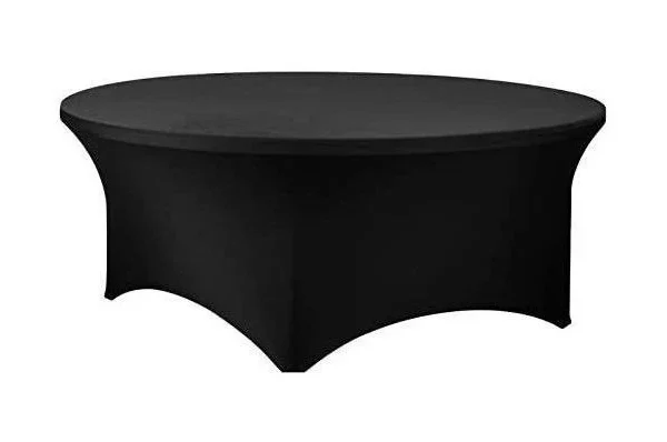 Linen Table Round 60inch Spandex Color Black CO L TABLERD60 SPNDX BLK MCS T