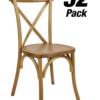 Chestnut Wood Cross Back Chair Real Wood - 32 Unit Bundle by Chivari