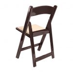 Resin Folding Chair Fruitwood with Tan Cushion CFRF TAN AX T Back