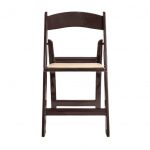 Resin Folding Chair Fruitwood with Tan Cushion CFRF TAN AX T Front