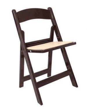 Resin Folding Chair Fruitwood with Tan Cushion CFRF TAN AX T Right