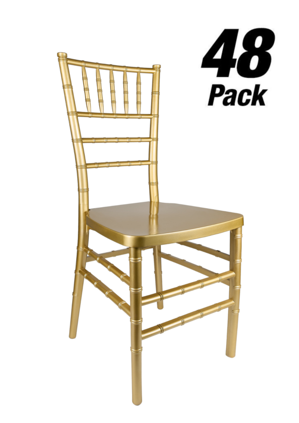 48 Chair Pack, Gold ToughResin Chiavari Chair CCRG-MONO-AX-T-48