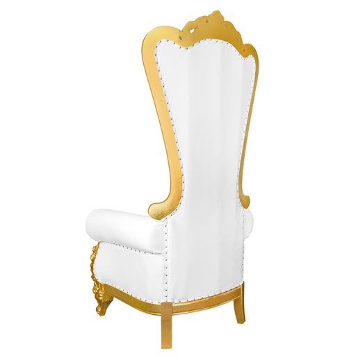Chair Throne Wood Gold Frame White Vinyl Cushions Z Series CTWGW ZG T Back