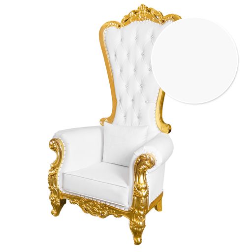 Chair Throne Wood Gold Frame White Vinyl Cushions Z Series CTWGW ZG T Front