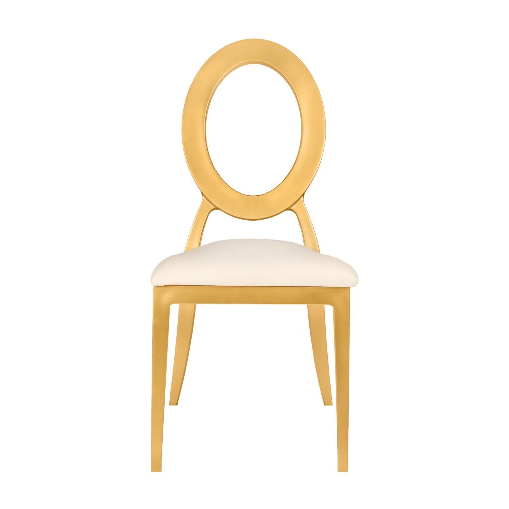 COZRGIVYIVY ZG T Chair Oz Resin Gold Frame, Ivory Vinyl Seat, Ivory Vinyl Back (Z Series) Front 1