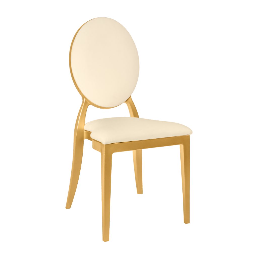 COZRGIVYIVY ZG T Chair Oz Resin Gold Frame, Ivory Vinyl Seat, Ivory Vinyl Back (Z Series) Right