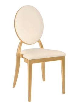 Gold Resin OZ Chair with Ivory Vinyl Seat and Removable Ivory Vinyl Back COZRGIVYIVY-ZG-T