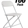 100 White Folding Chair Bundle (Plastic Poly Chair) Heavy Duty 2 Year Warranty by Chivari