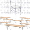 64 Clear Resin ThinVisible Chiavari Chair – with 8 Plywood Metal Edge Tables 72″ x 30″ by Chivari KIT-64-8CCRCMT-TBL7230-T