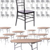 100 Person Luxury Event Package: Includes 100 Black Resin Steel Core Chiavari Chairs Plus 10 Round 72" Heavy Duty Banquet Folding Tables Plus a Banquet Table Cart by Chivari PACK100CCRBSTEEL1072RD-T