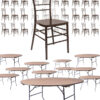 100 Person Luxury Event Package: Includes 100 Fruitwood Resin Steel Skeleton Chiavari Chairs Plus 10 Round 72″ Heavy Duty Banquet Folding Tables Plus a Banquet Table Cart by Chivari PACK100CCRFSTEEL1072RD-T