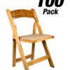 100 Chair Pack, Natural ToughWood Folding Chair with Tan Cushion by Chivari CFWN-TAN-AX-T-100