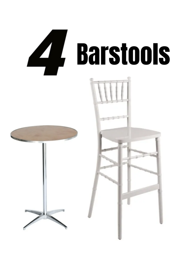 Cocktail Kit: 4 White ToughWood Chiavari Barstools Plus a 30" Cocktail Table KIT-TCOTL-BCWW4-T