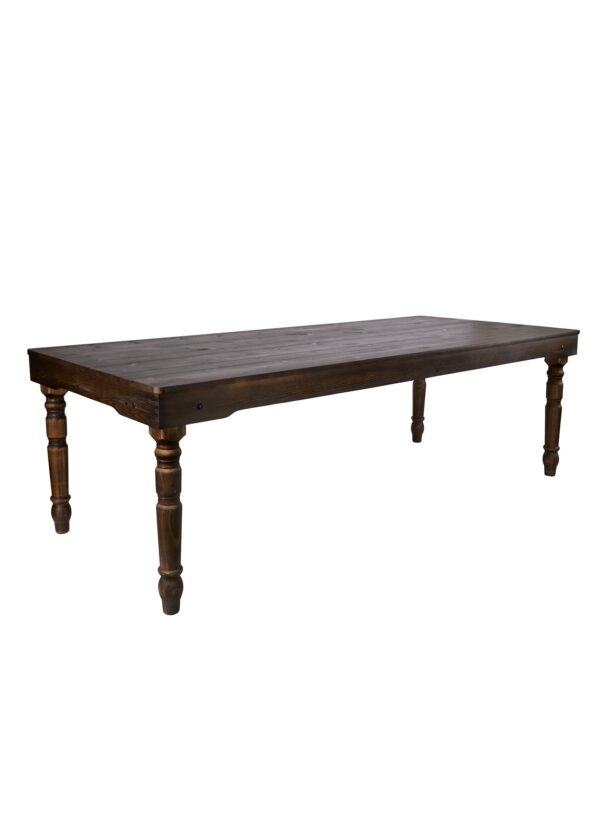 Fruitwood 8 Foot (96" x 40") Rectangle Farmhouse Table by Chivari TFARMRT9640-FRUITWOOD-T-LEG-AX-T