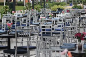 Silver Chiavari Chairs on South Beach, Miami Beach, Florida