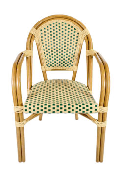 Beige & Green with Arms Front Bistro Chair CBPAW-AX-T