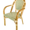 Beige & Green with Arms Left 45 Bistro Chair CBPAW-AX-T