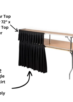 Black Bar Top Riser Skirt for 72 X 12