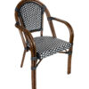 Black on White Bistro Chair with Arms CBPABLA-AX-T