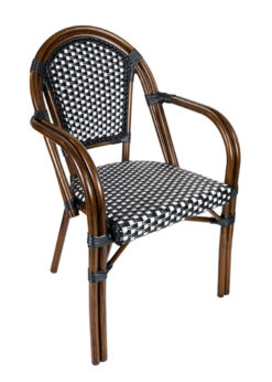 Black on White Bistro Chair with Arms CBPABLA-AX-T