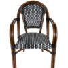 Black and White Bistro Chairs with Arms Back Front CBPABLA-AX-T