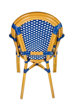 Blue and White Bistro Chair with Arms Back CBPABLU-AX-T