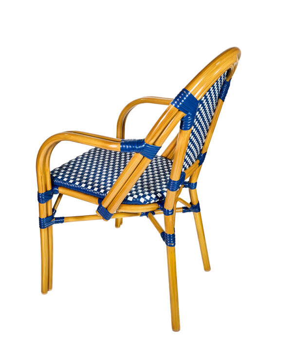 Blue and White Bistro Chair with Left Right CBPABLU-AX-T