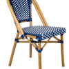 Blue and White, Armless, French Bistro Patio Dining Chair by Chivari CBPBLU-AX-T