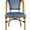 Blue and White, Armless, French Bistro Patio Dining Chair by Chivari CBPBLU-AX-T