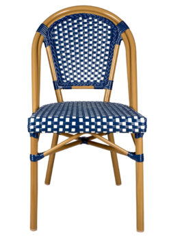 Blue and White, Armless, French Bistro Patio Dining Chair by Chivari CBPBLU-AX-T