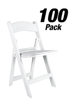 100 Chair Pack, White ToughResin Folding Chair by Chivari, Minimum 650 lbs CFRW-CX-T-100