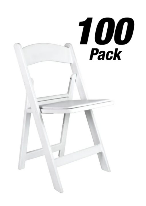 100 Chair Pack, White ToughResin Folding Chair by Chivari, Minimum 650 lbs CFRW-CX-T-100