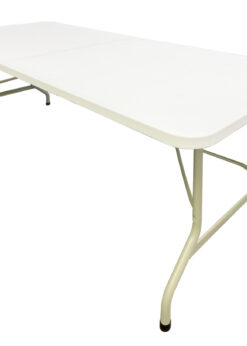 Table Plastic Rectangle White Bifolding 8ft 45 6 Foot (72″ x 30″) Rectangle Bi-Fold Heavy Duty Plastic Folding Banquet Table - TPLSRT7230-BIFOLD-AX-T