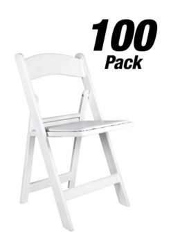 100 Chair Pack, White SuperResin Folding Chair 800 lbs Weight Capacity CFRW-AX-T-100