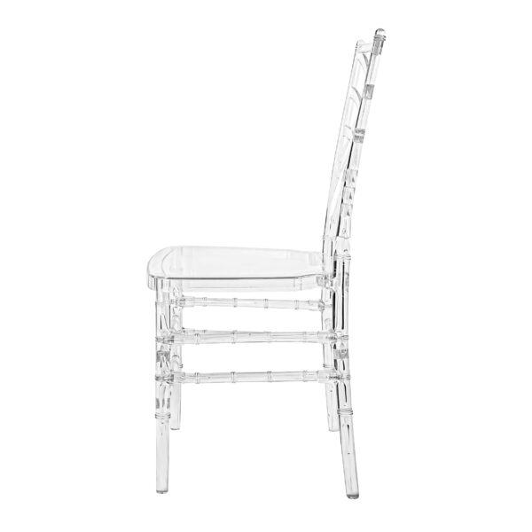 Chameleon Resin Clear Chiavari Chair by Chivari Left Side CCMRC-ZG-T