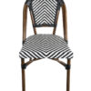 Black on White Textillane Bistro Chairs Armless Front CBTBLA-ZG-T