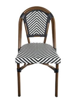 Black on White Textillane Bistro Chairs Armless Front CBTBLA-ZG-T