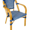 Blue on White Textilline Bistro Chair Armless 45 CBTBLU-ZG-T