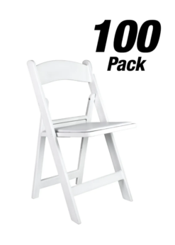 100 Chair Pack, White SuperResin Folding Chair, 500 lbs Weight Capacity CFRW-X-AX-T-100