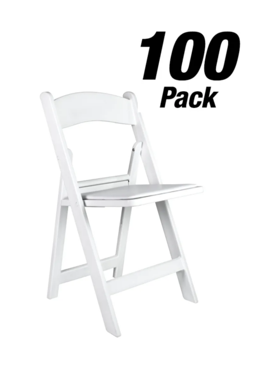 100 Chair Pack, White SuperResin Folding Chair, 500 lbs Weight Capacity CFRW-X-AX-T-100