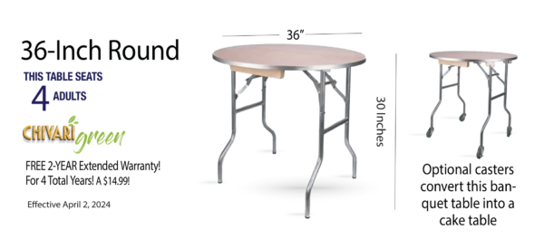 36 inch Round Plywood Banquet Table TPLYRD36M-AX-T