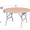 60 Inch Round Plywood Banquet Table : TPLYRD60M-AX-T