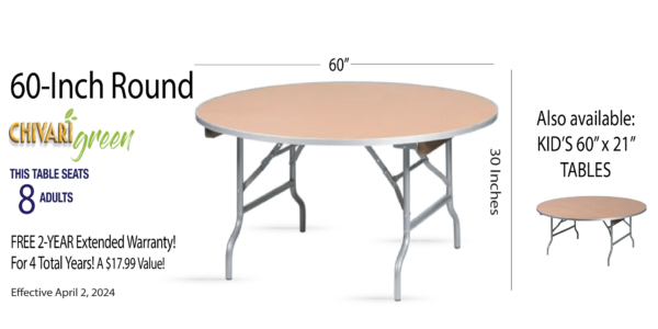 60 Inch Round Plywood Banquet Table : TPLYRD60M-AX-T