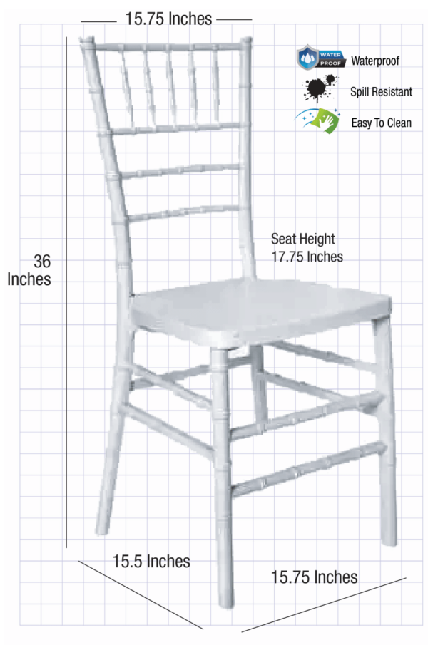 White ToughResin Mono-Frame Chiavari Chair CCRW-MONO-AX-T